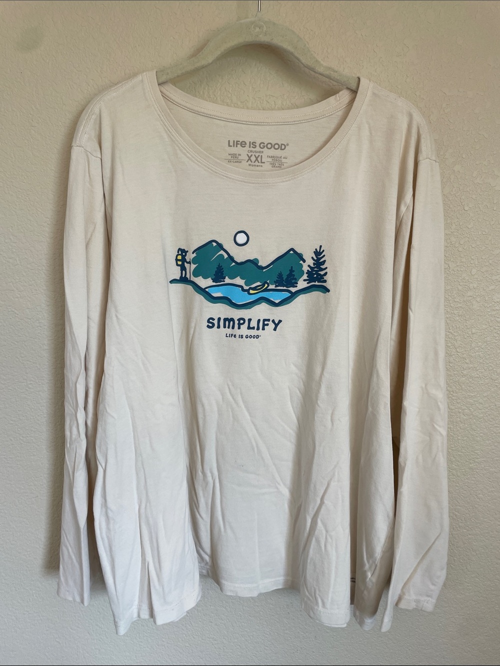 Life Is Good Crusher Long Sleeve Tee Shirt XXL SIMPLIFY Graphic Hiking Outdoor